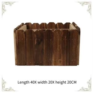 Elegant Solid Wood Garden Planter Box Rectangular Flower Pot for Outdoor Landscape