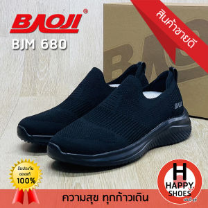[🥇บาโอจิแท้100%🚚ส่งเร็ว🆓ฟรี...ถุงเท้า 1 คู่] BAOJI รุ่น BJM680 รองเท้าผ้าใบชาย (Slip-on) สลิปออน ออกกำลังกายชาย นุ่มสบาย
