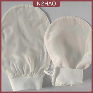 N2HAO 100% lụa tẩy tế bào chết rửa mặt làm đẹp khăn mềm tẩy tế bào chết da tắm chà lụa tắm rửa mặt găng tay