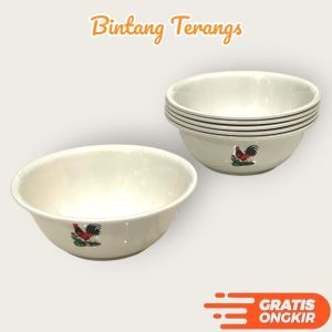 [ 24 pcs ] Paket Hemat Mangkok Ayam Jago Tebal Anti Pecah - Mangkuk Bakso Mie ayam dan Lain Sebagainya Bintang Terang