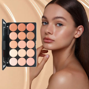 VERONNI 15-Color Velvet Concealer Palette - Full Coverage 12H Waterproof Color Correcting for Dark Circles & Tattoos 18g Professional Makeup Kit