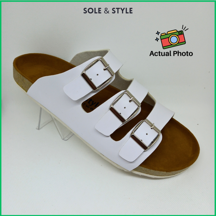 Sole&Style 3-strap White Sandals Trendy Comfortable and Stylish