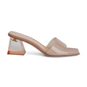 [Free Shipping] Crystal chunky heel square toe strap sandals for women new summer high-heeled transparent sandals for women