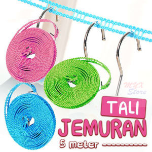 MYX Store Tali jemuran 5 meter Clothes Line gantungan baju pakaian praktis portable hook pebgering 3m 5m