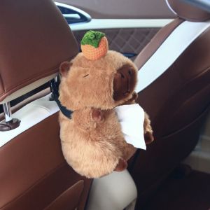 YTRYTWE Cartoon Car Backseat Hanging Tissue Bag Capybara Cute Car Tissue Box Save Space Soft Tissue Storage Bag Car Seat Back