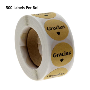 500 Pieces/Roll Round Gracias Labels Stickers Adhesive Spanish Thank You Stickers Tags Thanksgiving Cards Sealing Label