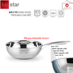 Chảo Xào Sâu Lòng Fivestar Plus 5 Lớp Đáy Liền Khối Cao Cấp Sử Dụng Được Trên Mọi Loại Bếp