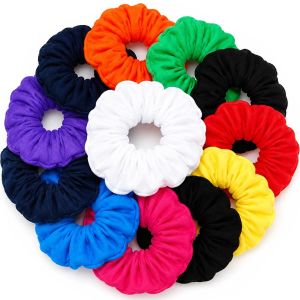 12 Pack Cotton Hair Scrunchies for Women & Girls 4 Inch Colorful Elastic Hair Ties No Damage Ponytail Holders for Thick Thin Curly Straight Hair Soft Stretch Hair Accessories
