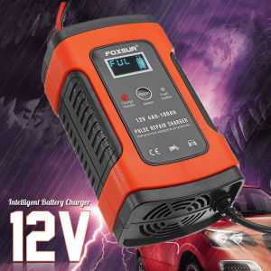 Sạc ắc quy ô tô xe máy tự động Foxsur 12V 4AH-100AH thông minh tự ngắt khi đầy bảo vệ ắc quy có chế độ khử sunfat phục hồi bình HÀNG CHÍNH HÃNG