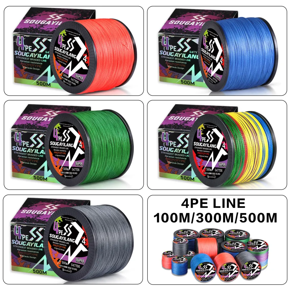 PE 4 Strands Fishing Line Colorful Braided Fishing Line 100M/300M/500M  Saltwater or Freshwater