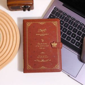 High-Quality Back-to-School Season 32K Magnetic clasp color page leather cover meeting notebook vintage magnetic student notebook
