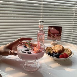 [original imported] ondo yogurt cup tall dessert ice cream glass milkshake mousse oatmeal cup Korea ins simple imported ice cream ice hockey pudding bowl