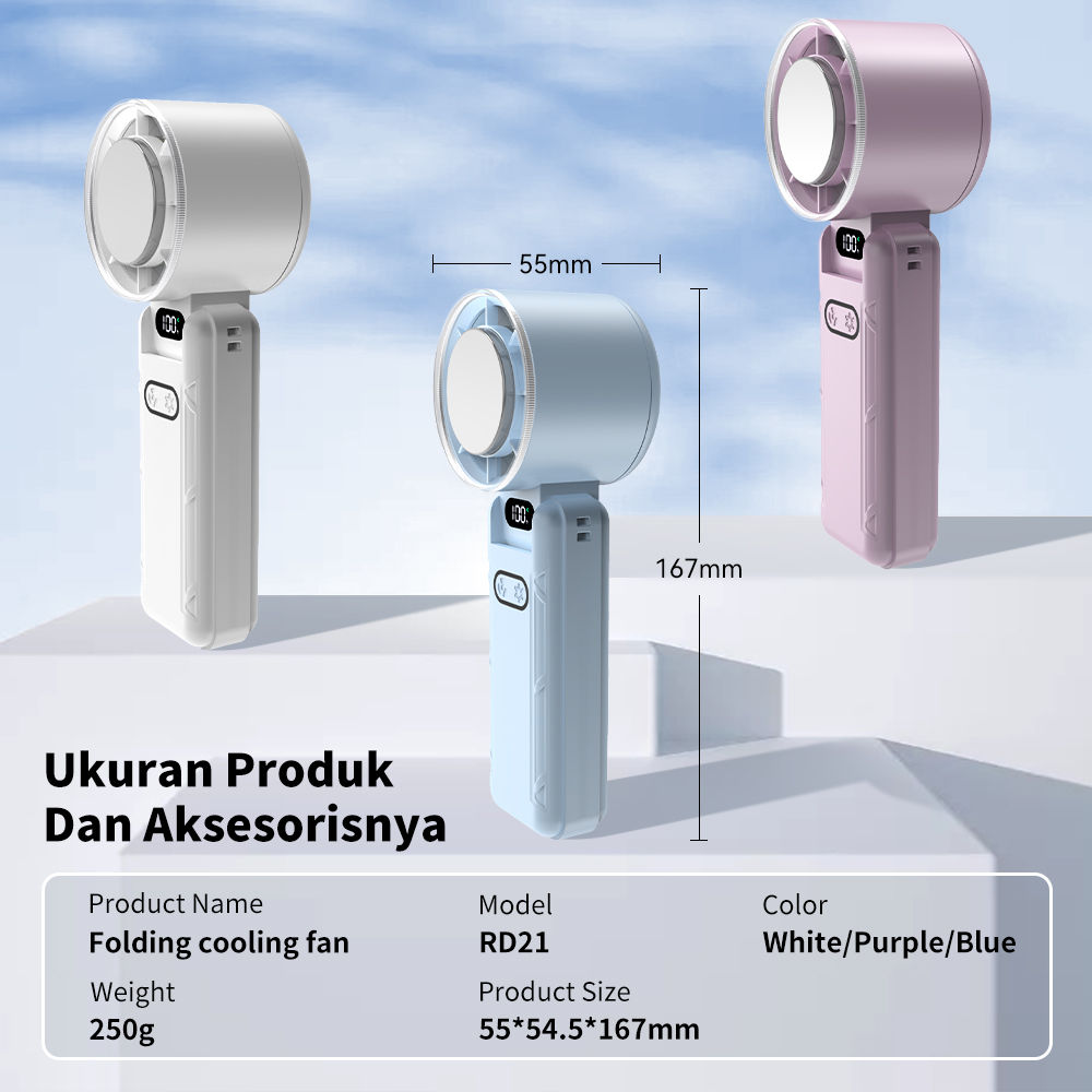 DANYCASE Foldable Portable Fan 5 Speed High Speed Strong Wind USB Rechargeable Multifunctional Handheld Neck Mini Cooling Fan For Outdoor Daily Use_voghion.com