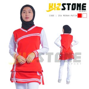 Setelan Baju Olahraga Merah Putih | Baju Senam Wanita | Baju Senam Merah Putih