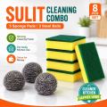 Affordable Heavy Duty Steel Wool & Scrubbing Sponge Set for Pots, Dishes & Tough Stains | Durable Kitchen Cleaner Tools. 