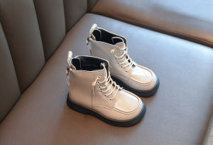 Bốt Bé Gái Giáy Bos Lót Lông Cao Cổ Da Bóng Siêu Mềm Sành Điệu Cho Bé 3 Tuổi Đến 10 Tuổi