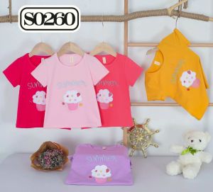 Kaos anak perempuan import lengan pendek usia 1-10 tahun Baju kaos anak perempuan dengan motif bordir yang awet baju anak motif lucu bahan nyaman pakaian anak perempuan harga murah Fhasion anak cewek model kekinian