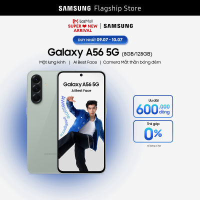 [SIÊU SALE GIỮA THÁNG 15-17.6] Điện thoại Samsung Galaxy A56 5G, Màn Hình FHD 6.7”, Mặt lưng kính, AI-Best Face, Camera giảm nhiễu ảnh chụp đêm, Sạc 45W