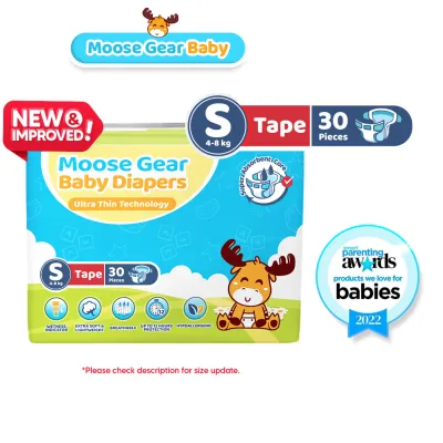 Moose Gear Baby Tape Diaper SMALL 30pcs Super Absorbent No Leaks