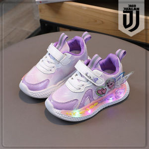 Sepatu Sneakers Lampu LED FROZEN Anak usia 1 2 3 4 5 6 tahun / Sepatu Kets Tali Perekat Anak Balita Cewek Motif Princess Elsa / Sepatu MENYALA Anak Perempuan Fashion Sporty / Sepatu Baby Casual Wanita Lucu Trendy / Sepatu Running Anak Lampu LED Cantik