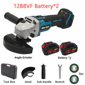 Electric Angle Grinder Tool Set Brushless Cordless Angle Grinder Industrial Cutting Polishing Sanding Tool Set with Rechargeable Lithium Battery Full Set Accessories Protective Box