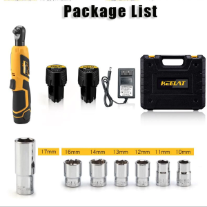 KEELAT 3/8" Cordless Electric Ratchet Wrench Right Angle Wrench Tool Screw Nut Removal Repairing