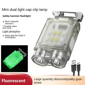 SERAPHYXO 6 Modes Keychain Light Dual Light Source ic Fluorescent Flashlight Mini Waterproof Work Light Outdoor Fishing