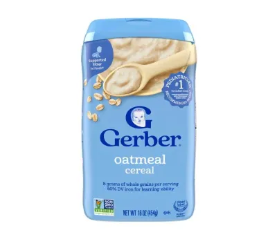 ✳️[แท้ 100%/พร้อมส่ง]✳️ Gerber Cereal for Baby Grain & Grow 8+ Months Oatmeal Banana Strawberry 8 oz (227 g) อาหารเด็ก