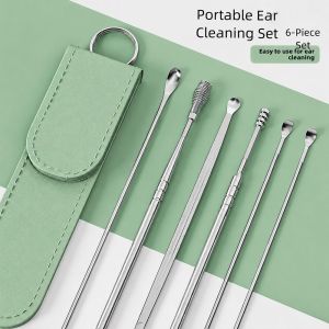 ALLUCK 6PCS Spiral Design Stainless Ear Pick 360° Ear Wax Remova Spring Ear Scraper Portable Ear Spoon