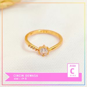 Nice Jewelry Cincin dewasa ori premium batu zirkon hijau perhiasan wanita lapis emas gold A120