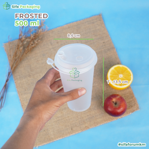 Thinwall Cup Injection Transparan Frosted + Tutup Gelas Plastik Bening Buram Injection Cup Kekinian Gelas Inject Datar Tebal Murah Ukuran 400ml 500ml 700ml isi 25 pcs