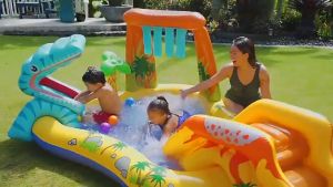 Kids Intex Inflatable Swimming Pool Large Family Ocean Ball Pit with Water Spray Castle Play Pool
