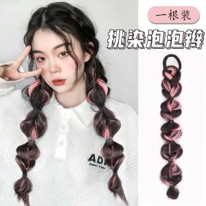 Fashion Ponytail Wigs Korean Style Colorful Braid Wig Womens Hair Accessories Colorful Dirty Braids with Double Ponytails