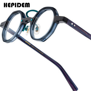 HEPIDEM Acetate Glasses Women New Vintage Round Eyeglasses Frame Men Japanese Handmade Spectacles Retro Transparent Optical Eyewear 9244