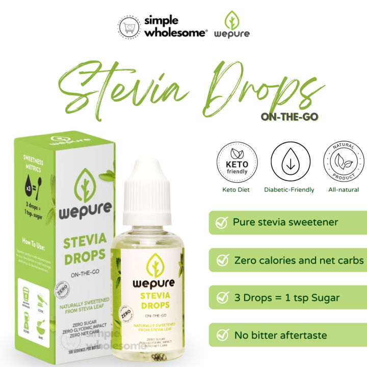 Simple Wholesome WEPURE STEVIA DROPS Zero Calorie Natural Pure Liquid