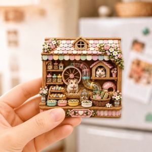 MYTHIS 3D Raised Relief Pet House Fridge Cartoon Puppy Hamster Resin ic Ornament Cute Refrigerator s Kitchen Decor