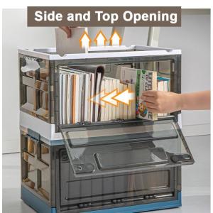 Foldable Clothes Box Multi-Door Storage Box Toys Storage Box Snacks Case Large Capacity Book Management Tool Stackable Cabinet Plastic Container with Wheels Lid Buckle