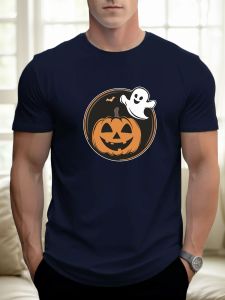 T Shirt For Mens Pumpkin Ghost 100% Cotton Graphic Print Summer Round Neck Tee Casual Breathable Streetstyle Daily Cool T Shirt