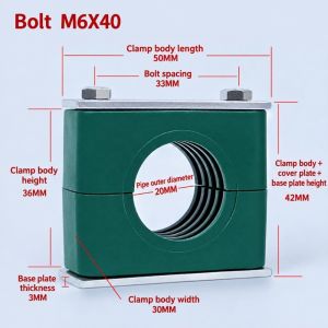 ALLLUCK Plastic Pipe Clamp 6-38mm Single Hole Tube Clamp With Hex Bolts Pipe Bracket Hydraulic System