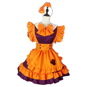 L66 Halloween Sweet Lolita Maid dress Restaurant work clothes Pumpkin skirt role play cosplay cloth Halloween party L