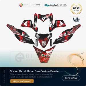 DECAL STIKER MOTOR CUSTOM YAMAHA X RIDE EDISI FOXS RACING LIL DEVIL HITAM MERAH