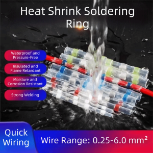 SDFBN 50/100Pcs Waterproof Heat Shrink Solder Sleeves Thermal Insulation Insulated Heat Shrink Tubing Solder Seal Thickening Solder Ring Wire Crimp Butt Terminals Electrical Equipment Connection