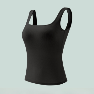 เสื้อกล้ามหลังตัว U สวยไม่ต้องใส่บราอีก เสื้อแขนกุดฟองน้ำในตัวใส่สบ เสื้อกล้ามลำลองายเนื้อผ้านุ่ม เสื้อกล้ามมีบราในตัว