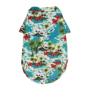 Po&Co Summer Pet Cooling Dog Clothes Hawaiian Style Leaf Printed Beach Cat Shirt for Puppy Small Large Dog Pomeranian Golden Retriever Costume Pet Clothing