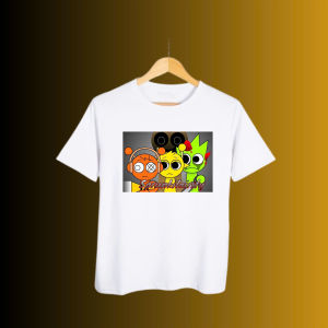 Áo thun trẻ em in Game âm nhạc SPRUNKI INCREDIBOX màu trắng vải co giãn 4 chiều-size 10kg đến 90kg