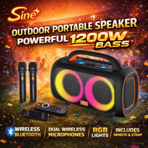 ZQS L-19 Super Bass Bluetooth Speaker 5000mAh Battery RGB LED Portable Karaoke Party Speaker with 2 Wireless Microphones Outdoor DJ Sound System