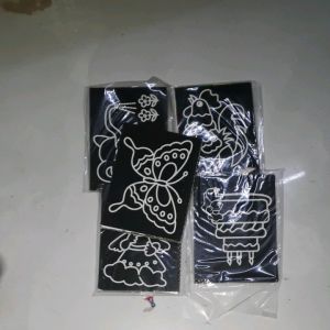 Combo 5 xấp có 40 hình cào vẽ đen bằng giấy