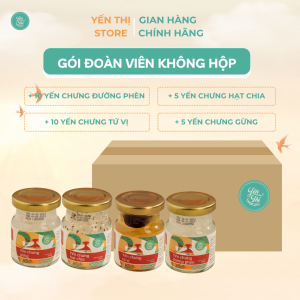 (Tặng muỗng gỗ đơn 450k)Yến Thị -Gói quà ĐOÀN VIÊN-30 hũ Yến chưng mix 4 vị-yến sào Nha Trang 30% yến hũ 70ml