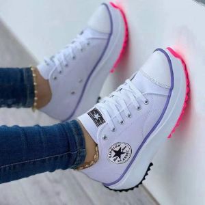 Free Shipping Spring New Collection: Low-Top WomenS Shoes Thick-Soled Canvas Shoes WomenS Canvas Shoes In Stock Platform Soles Plus-Size WomenS Shoes