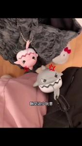 Pull Line Shark Keychain Pendant Keychain Simulation Removable Mouth Shark ABS Keychain Toy Anti-stress Schoolbag Pendants